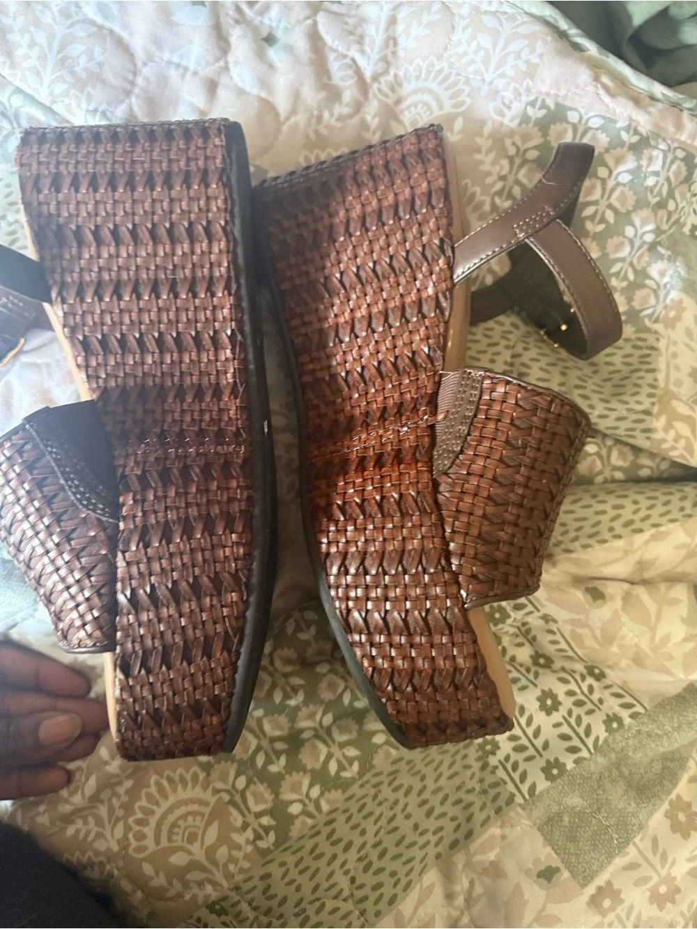 Time and Tru Brown Woven Platform Wedge Sandals
